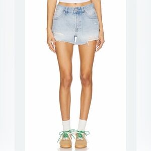 Free People We The Free Good Time Relaxed Distressed Ribcage Jean Short 28.